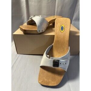 Dr. Scholl’s The Original Sandal Slide Clog SPECIAL White Smooth Leather Sz 9M